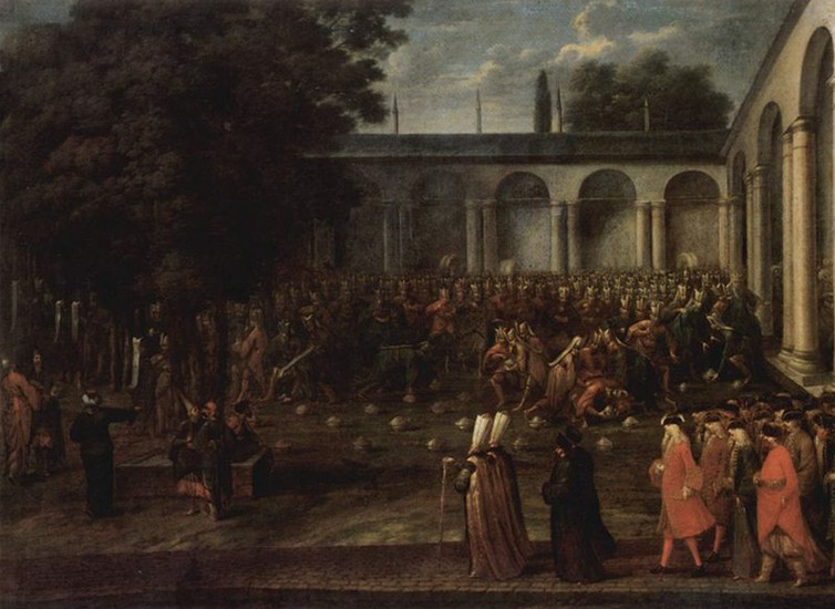 Der Gesandte Cornelis Calkoen begibt sich zur Audienz beim Sultan Ahmed III.